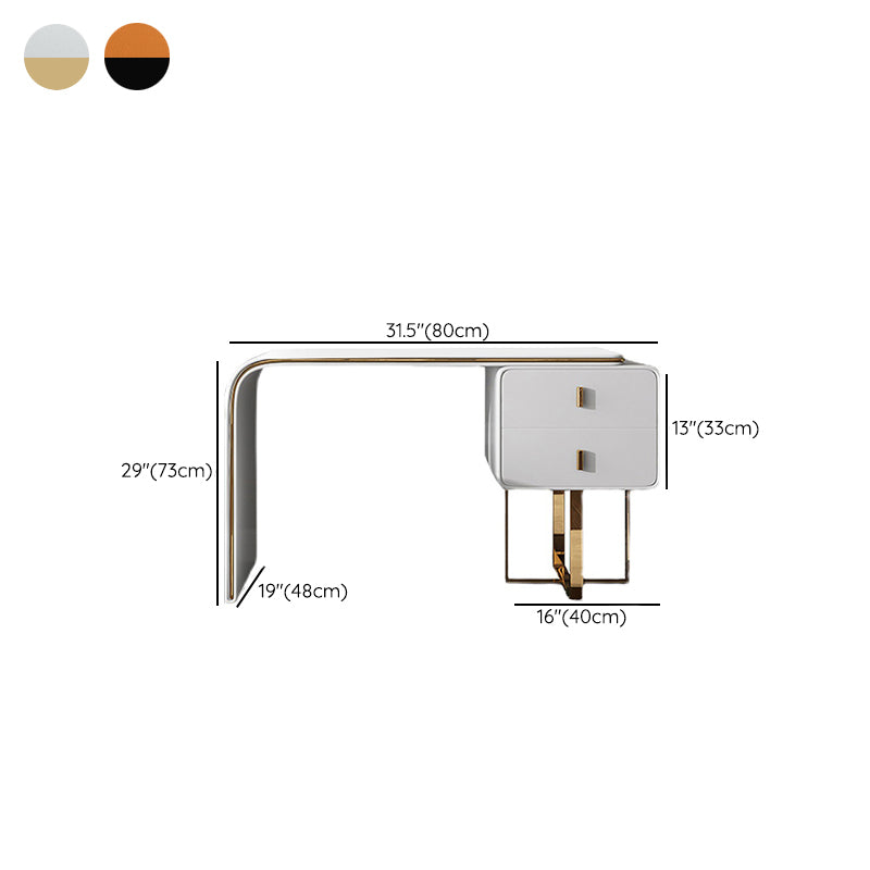 Tavolo da tavolo da vanità in pelle finta 28,7 "h glam 2 cassetti tavolo da trucco vanità