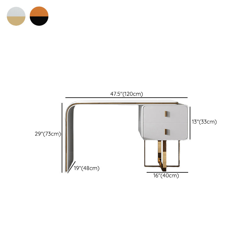 Tavolo da tavolo da vanità in pelle finta 28,7 "h glam 2 cassetti tavolo da trucco vanità