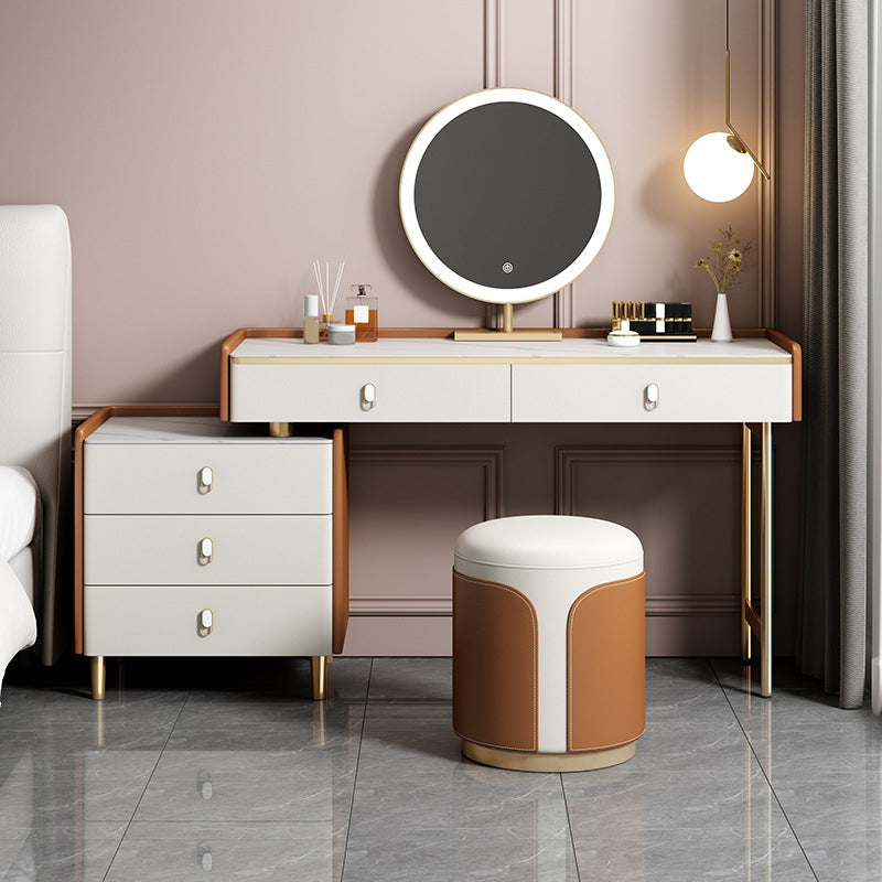 Luxurious Stone Top Dressing Table Bedroom Make-up Vanity in Orange