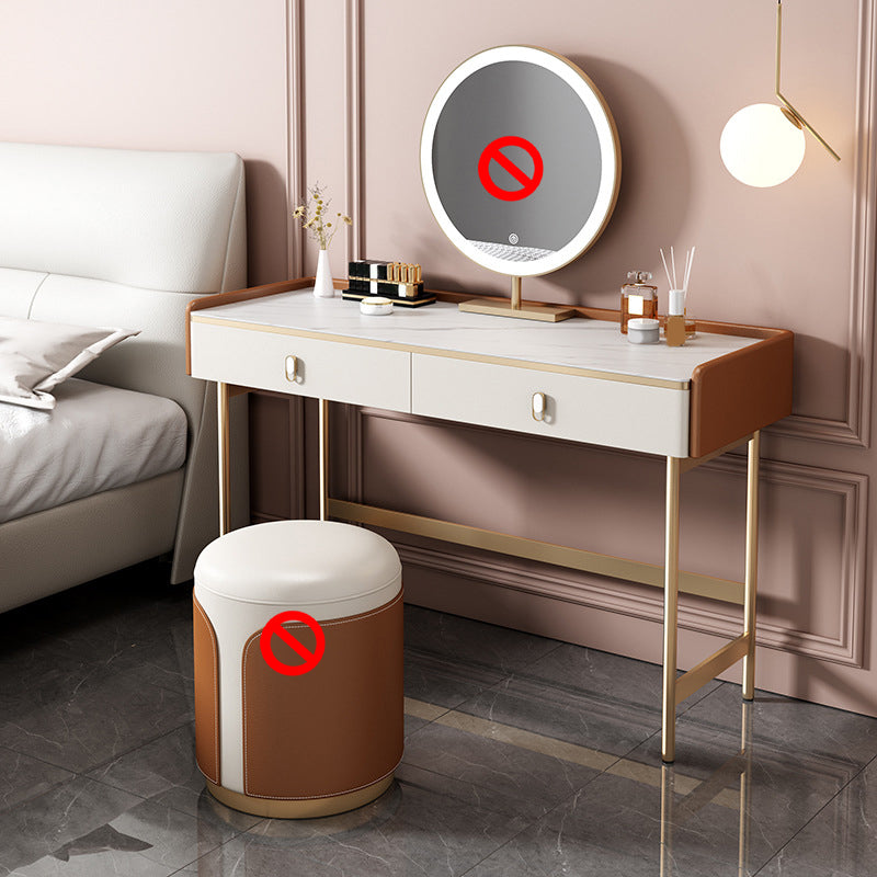Luxurious Stone Top Dressing Table Bedroom Make-up Vanity in Orange