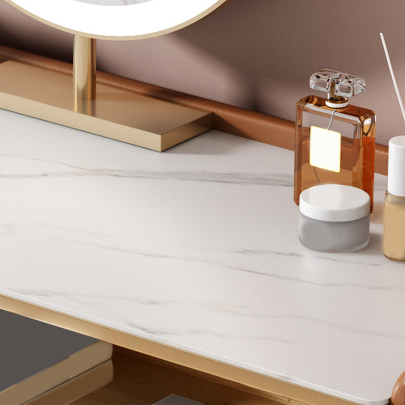 Luxurious Stone Top Dressing Table Bedroom Make-up Vanity in Orange