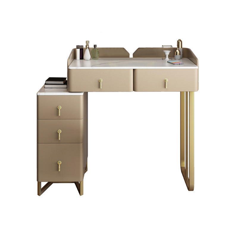26.77" Wide Dressing Table with 5 Drawers Luxurious Stone Top Vanity