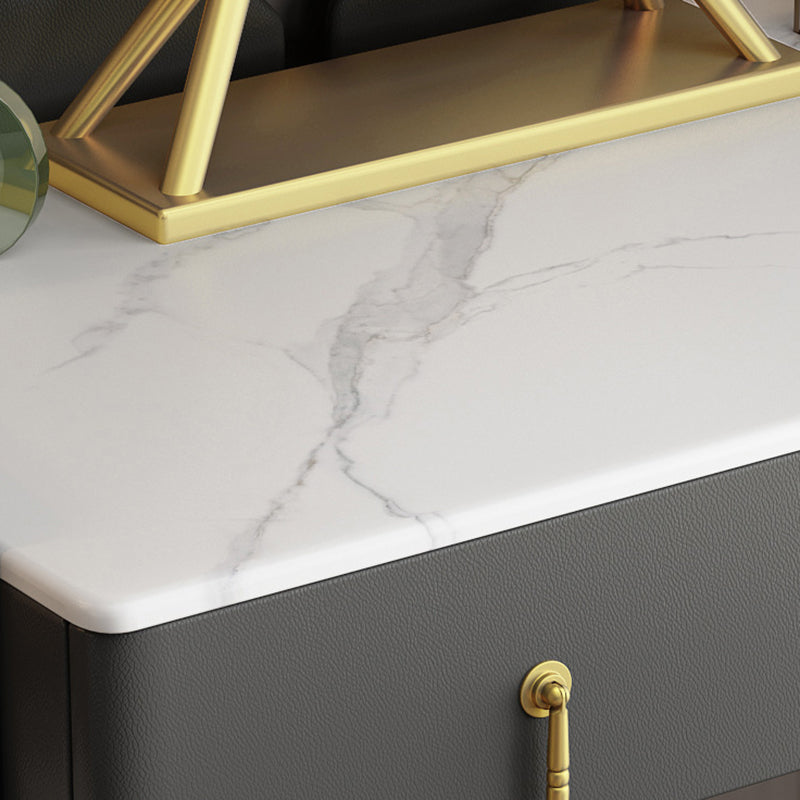 26.77" Wide Dressing Table with 5 Drawers Luxurious Stone Top Vanity