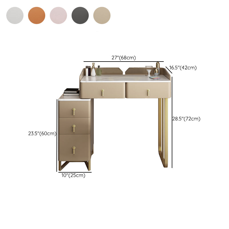 26.77" Wide Dressing Table with 5 Drawers Luxurious Stone Top Vanity