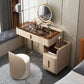 Modern Brown Glass Vanity Table with Stool Drawers Included Dressing Table