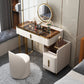 Modern Brown Glass Vanity Table with Stool Drawers Included Dressing Table