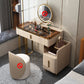 Modern Brown Glass Vanity Table with Stool Drawers Included Dressing Table