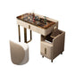 Modern Brown Glass Vanity Table with Stool Drawers Included Dressing Table