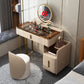 Modern Brown Glass Vanity Table with Stool Drawers Included Dressing Table