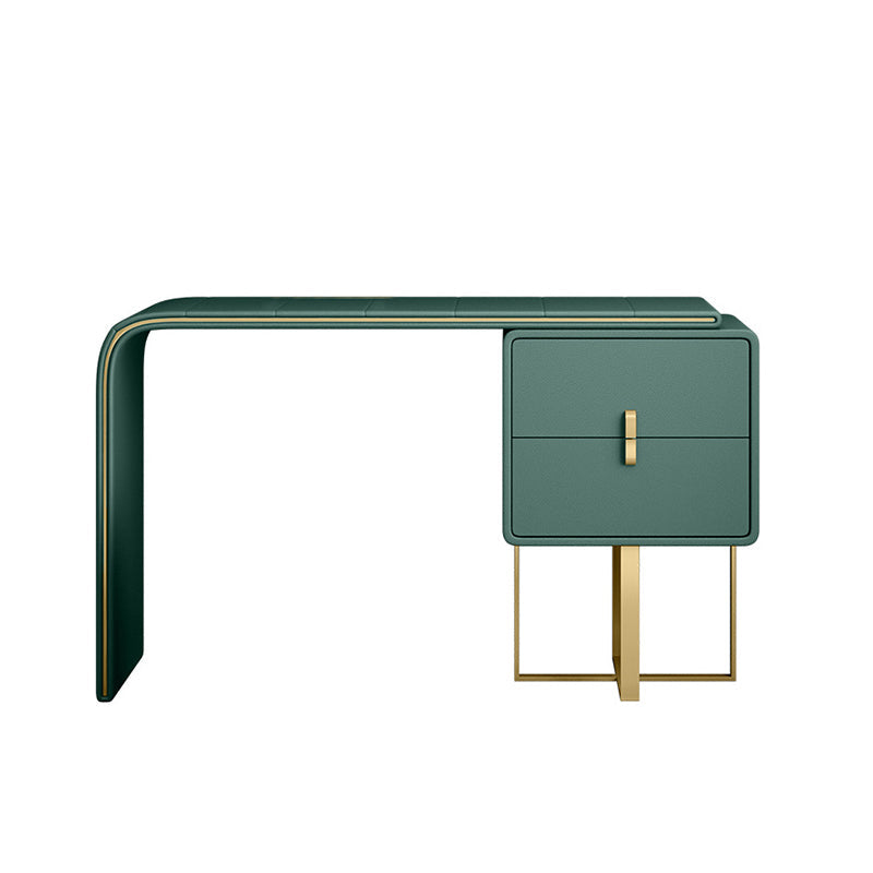 Luxe lederen make-uptafel met 2 laden 2-laden in donkergroen