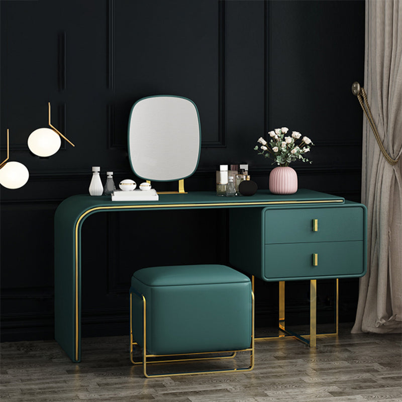 Luxe lederen make-uptafel met 2 laden 2-laden in donkergroen