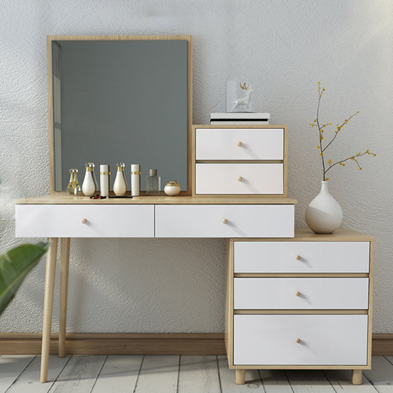 Tocador de maquillaje de dormitorio en tocador de madera de ingeniería nórdica natural