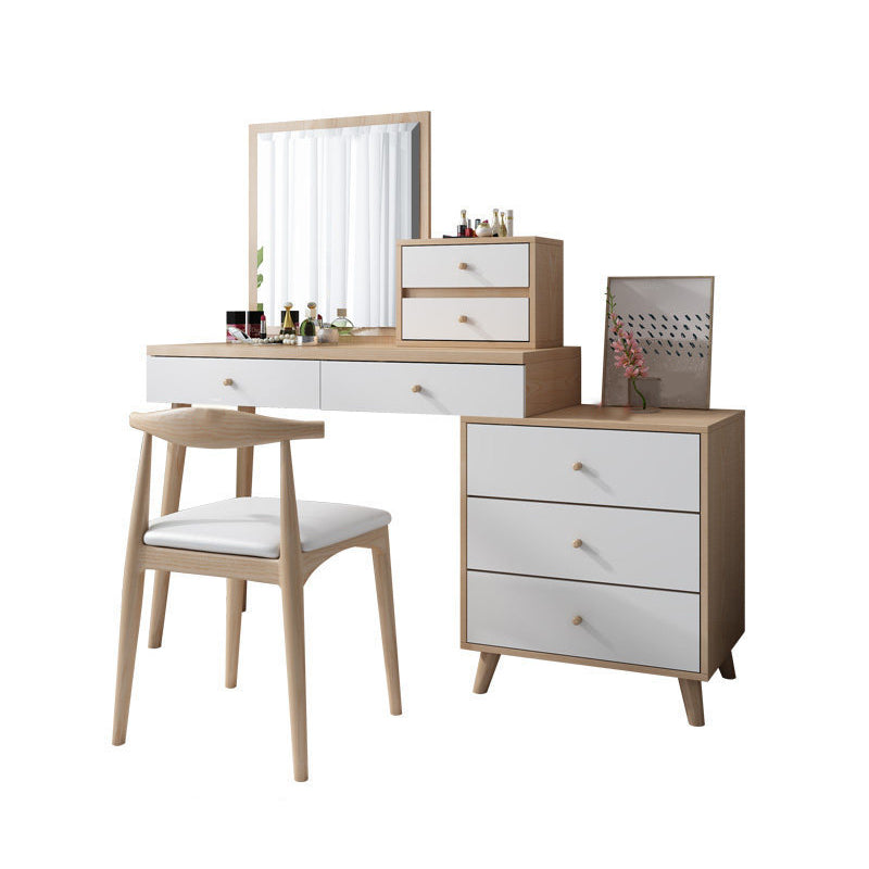Tocador de maquillaje de dormitorio en tocador de madera de ingeniería nórdica natural