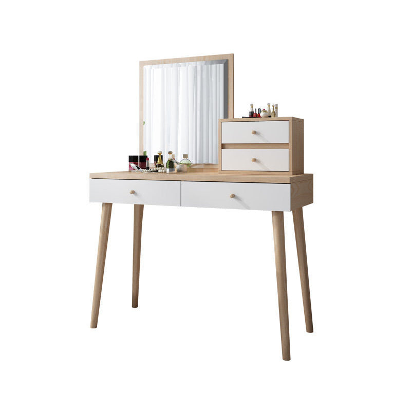 Tocador de maquillaje de dormitorio en tocador de madera de ingeniería nórdica natural