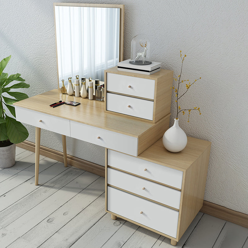 Tocador de maquillaje de dormitorio en tocador de madera de ingeniería nórdica natural