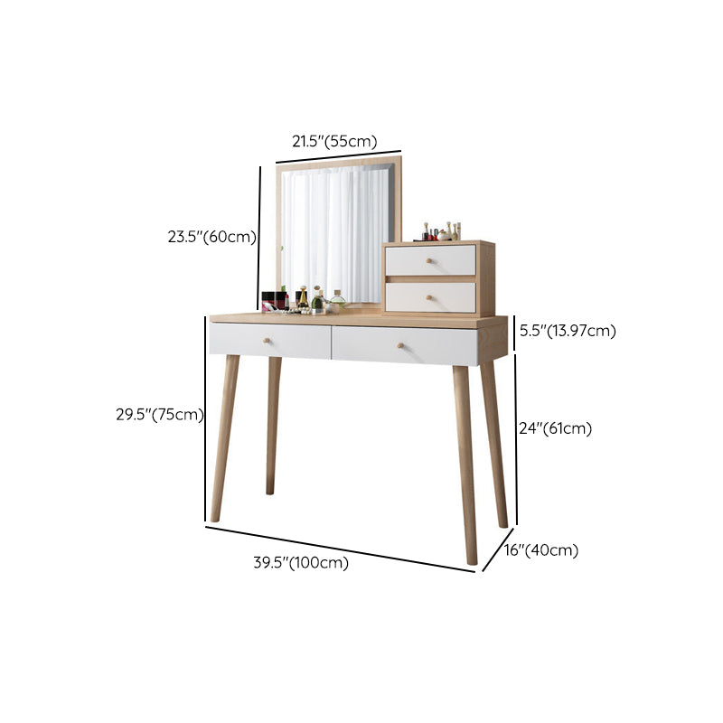 Tocador de maquillaje de dormitorio en tocador de madera de ingeniería nórdica natural