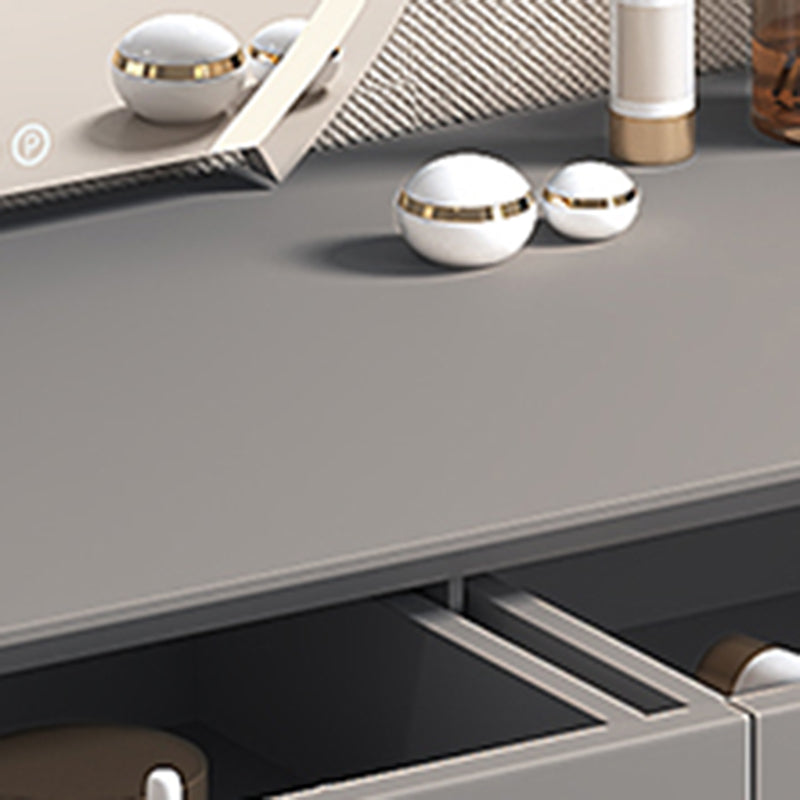 Gray Wood Vanity Desk Modern Simple 2 Drawers Dresser with Stool - 29.5" H Clearhalo 'Bedroom Furniture' 'furn' 'furn_makeup_vanities' 'Furniture' 'Makeup Vanities' 'makeup_vanities' 6141125