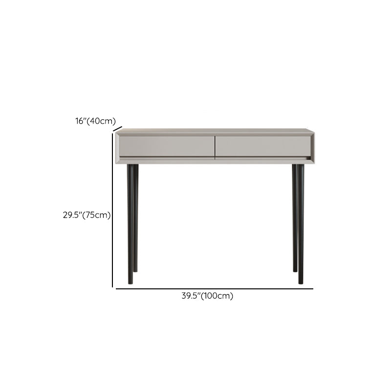 Gray Wood Vanity Desk Modern Simple 2 Drawers Dresser with Stool - 29.5" H Clearhalo 'Bedroom Furniture' 'furn' 'furn_makeup_vanities' 'Furniture' 'Makeup Vanities' 'makeup_vanities' 6141130