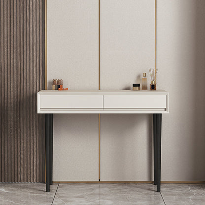 Contemporary 2-Drawer Wood Vanity Makeup Dressing Table in White with Stool Makeup Vanity Clearhalo 'Bedroom Furniture' 'furn' 'furn_makeup_vanities' 'Furniture' 'Makeup Vanities' 'makeup_vanities' 6141136