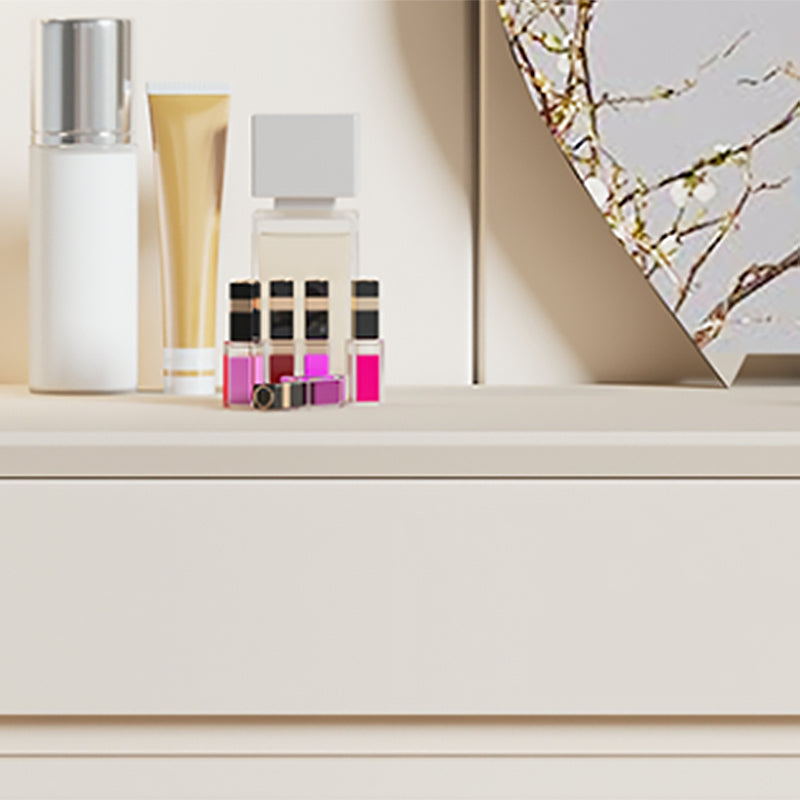 Contemporary 2-Drawer Wood Vanity Makeup Dressing Table in White with Stool Clearhalo 'Bedroom Furniture' 'furn' 'furn_makeup_vanities' 'Furniture' 'Makeup Vanities' 'makeup_vanities' 6141139