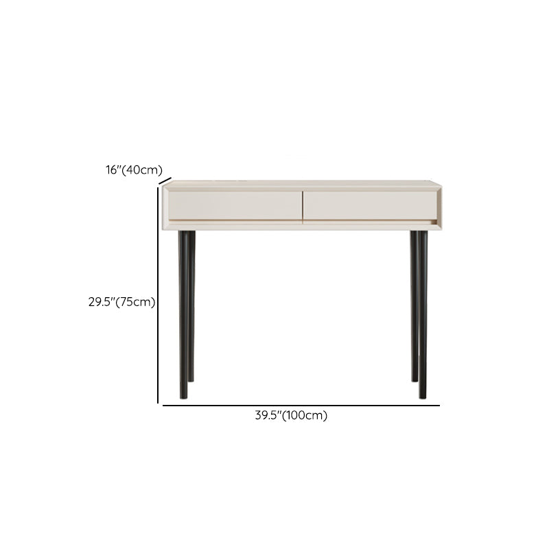 Contemporary 2-Drawer Wood Vanity Makeup Dressing Table in White with Stool Clearhalo 'Bedroom Furniture' 'furn' 'furn_makeup_vanities' 'Furniture' 'Makeup Vanities' 'makeup_vanities' 6141144