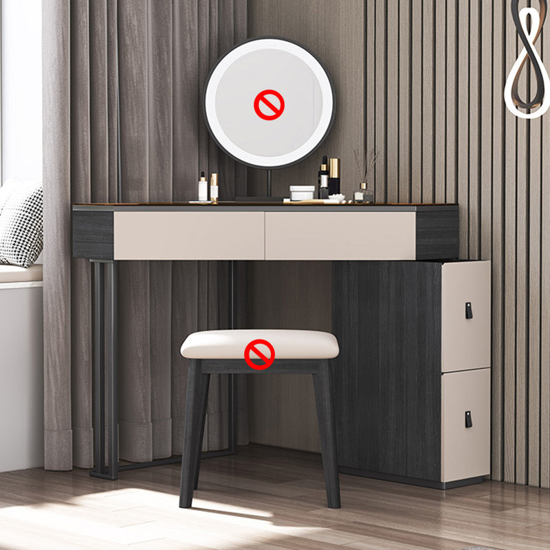 Black Modern Vanity Wood Mirrored Makeup Dressing Table Stool Set Makeup Vanity Clearhalo 'Bedroom Furniture' 'furn' 'furn_makeup_vanities' 'Furniture' 'Makeup Vanities' 'makeup_vanities' 6141169