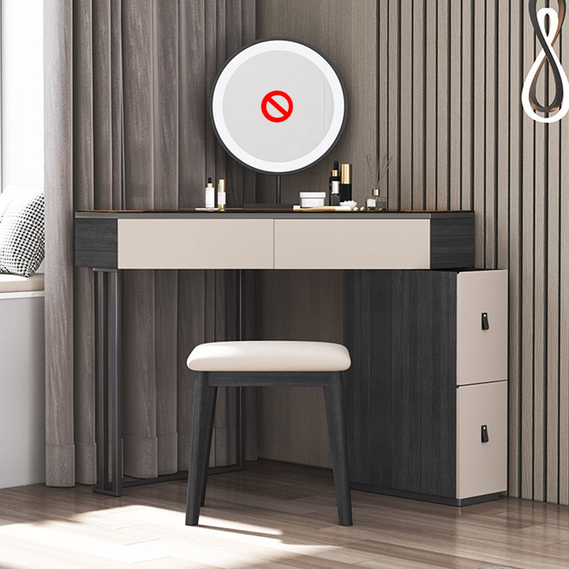Black Modern Vanity Wood Mirrored Makeup Dressing Table Stool Set Makeup Vanity & Stools Clearhalo 'Bedroom Furniture' 'furn' 'furn_makeup_vanities' 'Furniture' 'Makeup Vanities' 'makeup_vanities' 6141172
