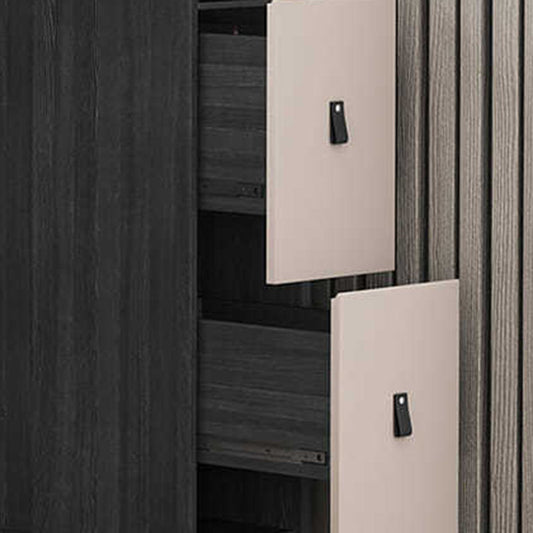 Black Modern Vanity Wood Mirrored Makeup Dressing Table Stool Set Clearhalo 'Bedroom Furniture' 'furn' 'furn_makeup_vanities' 'Furniture' 'Makeup Vanities' 'makeup_vanities' 6141176