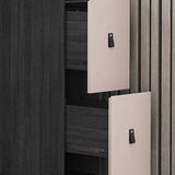 Black Modern Vanity Wood Mirrored Makeup Dressing Table Stool Set Clearhalo 'Bedroom Furniture' 'furn' 'furn_makeup_vanities' 'Furniture' 'Makeup Vanities' 'makeup_vanities' 6141176