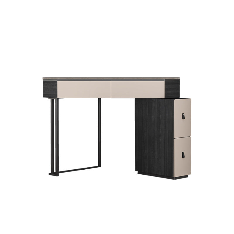 Black Modern Vanity Wood Mirrored Makeup Dressing Table Stool Set Clearhalo 'Bedroom Furniture' 'furn' 'furn_makeup_vanities' 'Furniture' 'Makeup Vanities' 'makeup_vanities' 6141181