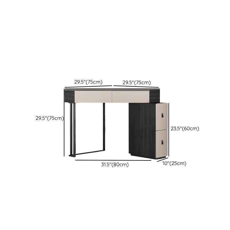 Black Modern Vanity Wood Mirrored Makeup Dressing Table Stool Set Clearhalo 'Bedroom Furniture' 'furn' 'furn_makeup_vanities' 'Furniture' 'Makeup Vanities' 'makeup_vanities' 6141184