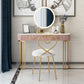 Glam 29.5" High Marble Vanity Dressing Table in Pink with Drawers