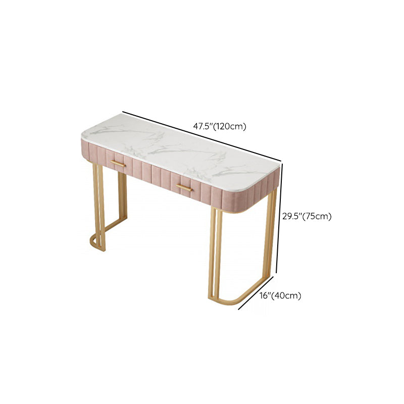 Glam 29.5" High Marble Vanity Dressing Table in Pink with Drawers