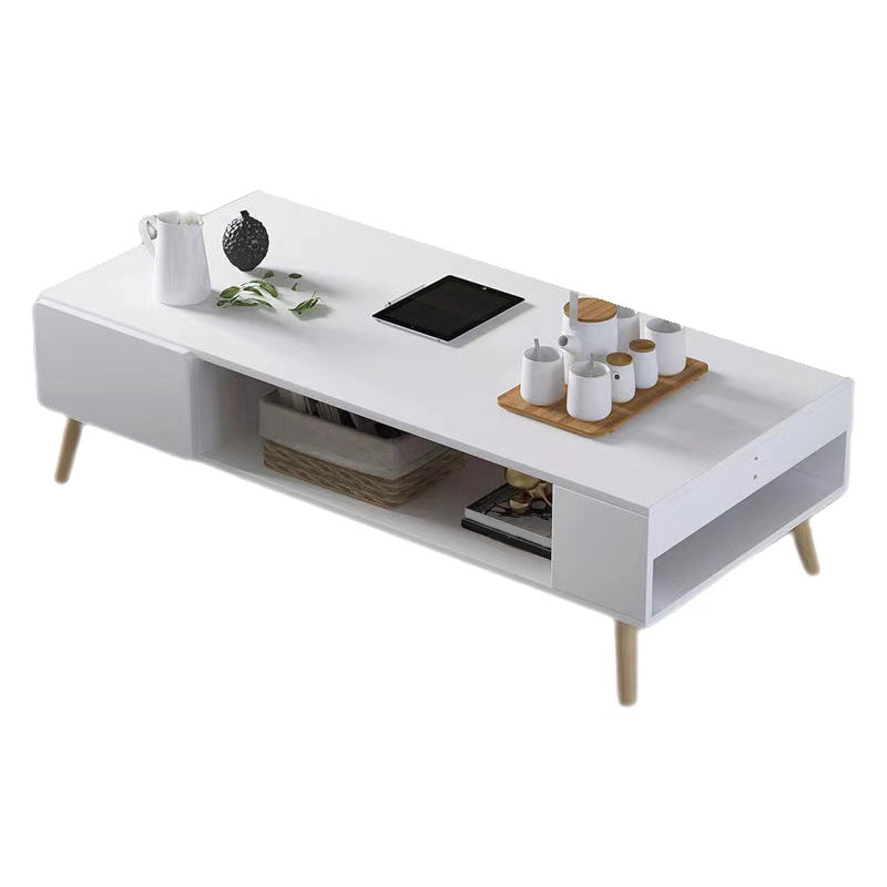 16.53"H Rectangle Wood Coffee Table 4 Legs Cocktail Table with Storage Clearhalo 'Coffee & Accent Tables' 'Coffee Tables' 'coffee_tables' 'furn' 'furn_coffee_tables' 'Furniture' 'Living Room Furniture' 6141239