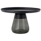 Round Metal Tray Top Coffee Table Glass Pedestal Cocktail Table 24"L x 24"W x 16.5"H Black Gray Clearhalo 'Coffee & Accent Tables' 'Coffee Tables' 'coffee_tables' 'furn' 'furn_coffee_tables' 'Furniture' 'Living Room Furniture' 6141260