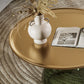 Round Metal Tray Top Coffee Table Glass Pedestal Cocktail Table Clearhalo 'Coffee & Accent Tables' 'Coffee Tables' 'coffee_tables' 'furn' 'furn_coffee_tables' 'Furniture' 'Living Room Furniture' 6141265