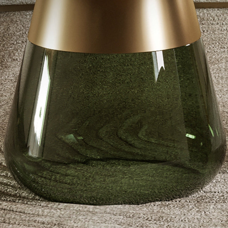Round Metal Tray Top Coffee Table Glass Pedestal Cocktail Table Clearhalo 'Coffee & Accent Tables' 'Coffee Tables' 'coffee_tables' 'furn' 'furn_coffee_tables' 'Furniture' 'Living Room Furniture' 6141266