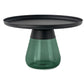 Round Metal Tray Top Coffee Table Glass Pedestal Cocktail Table 24"L x 24"W x 16.5"H Black Green Clearhalo 'Coffee & Accent Tables' 'Coffee Tables' 'coffee_tables' 'furn' 'furn_coffee_tables' 'Furniture' 'Living Room Furniture' 6141271
