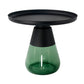 Round Metal Tray Top Coffee Table Glass Pedestal Cocktail Table 20"L x 20"W x 20.5"H Black Green Clearhalo 'Coffee & Accent Tables' 'Coffee Tables' 'coffee_tables' 'furn' 'furn_coffee_tables' 'Furniture' 'Living Room Furniture' 6141272