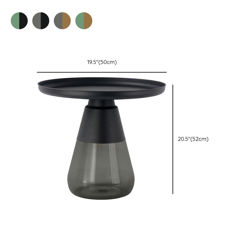 Round Metal Tray Top Coffee Table Glass Pedestal Cocktail Table Clearhalo 'Coffee & Accent Tables' 'Coffee Tables' 'coffee_tables' 'furn' 'furn_coffee_tables' 'Furniture' 'Living Room Furniture' 6141275