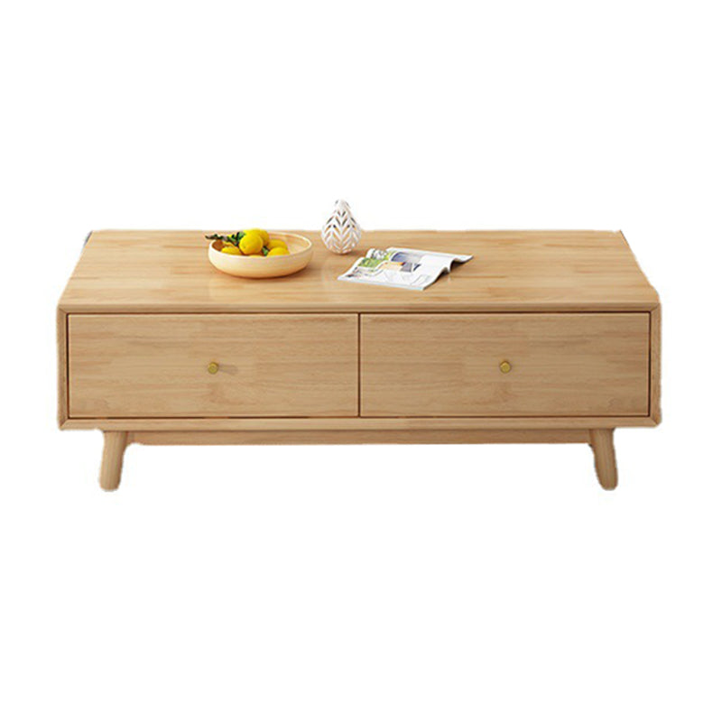 Wooden Coffee Table with 2 Drawers and 4 Wooden Legs in Brone for Living Room Clearhalo 'Coffee & Accent Tables' 'Coffee Tables' 'coffee_tables' 'furn' 'furn_coffee_tables' 'Furniture' 'Living Room Furniture' 6141295