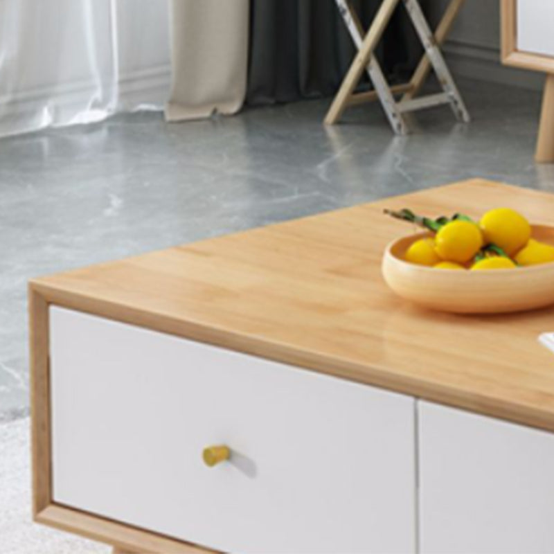 Wooden Coffee Table with 2 Drawers and 4 Wooden Legs in Brone for Living Room Clearhalo 'Coffee & Accent Tables' 'Coffee Tables' 'coffee_tables' 'furn' 'furn_coffee_tables' 'Furniture' 'Living Room Furniture' 6141298