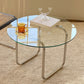 Modern Glass Coffee Table with Sled Stainless Steel Base Cocktail Table Clearhalo 'Coffee & Accent Tables' 'Coffee Tables' 'coffee_tables' 'furn' 'furn_coffee_tables' 'Furniture' 'Living Room Furniture' 6141303