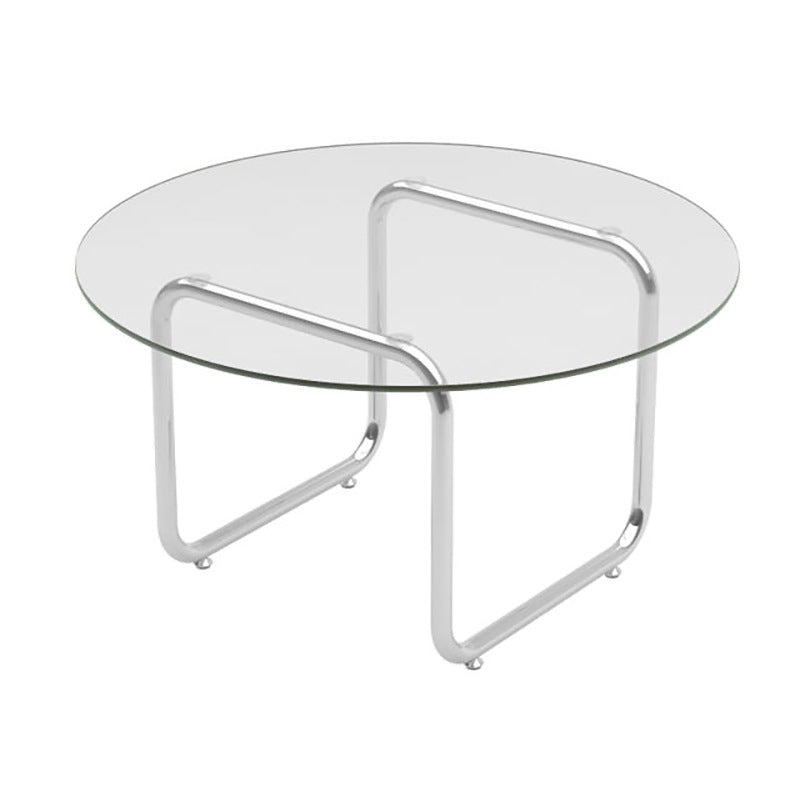Modern Glass Coffee Table with Sled Stainless Steel Base Cocktail Table Clearhalo 'Coffee & Accent Tables' 'Coffee Tables' 'coffee_tables' 'furn' 'furn_coffee_tables' 'Furniture' 'Living Room Furniture' 6141307