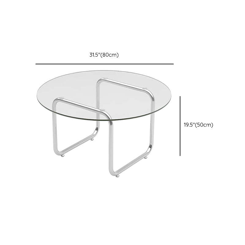 Modern Glass Coffee Table with Sled Stainless Steel Base Cocktail Table Clearhalo 'Coffee & Accent Tables' 'Coffee Tables' 'coffee_tables' 'furn' 'furn_coffee_tables' 'Furniture' 'Living Room Furniture' 6141315