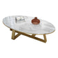Oval Marble Top Coffee Table with Iron Cross Base Cocktail Table in White Clearhalo 'Coffee & Accent Tables' 'Coffee Tables' 'coffee_tables' 'furn' 'furn_coffee_tables' 'Furniture' 'Living Room Furniture' 6141320