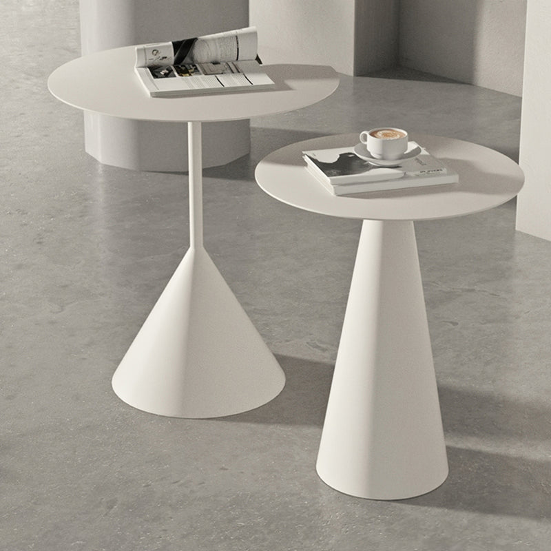 Mid-Century Modern Cocktail Table Pedestal Metal Round Coffee Table 19"L x 19"W x 22"H + 16"L x 16"W x 20"H White Clearhalo 'Coffee & Accent Tables' 'Coffee Tables' 'coffee_tables' 'furn' 'furn_coffee_tables' 'Furniture' 'Living Room Furniture' 6141330