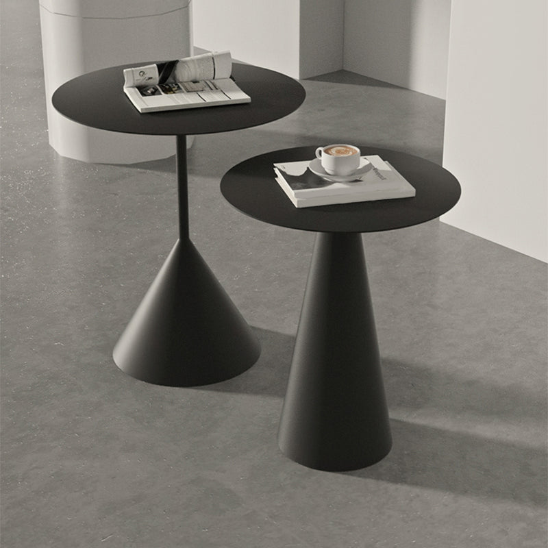 Mid-Century Modern Cocktail Table Pedestal Metal Round Coffee Table 19"L x 19"W x 22"H + 16"L x 16"W x 20"H Black Clearhalo 'Coffee & Accent Tables' 'Coffee Tables' 'coffee_tables' 'furn' 'furn_coffee_tables' 'Furniture' 'Living Room Furniture' 6141332