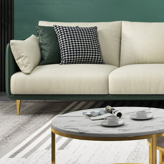 Style glam 34.25 "h divano e chaise di braccio quadrato in pelle finta per soggiorno