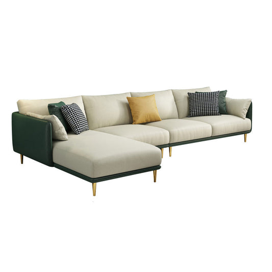 Style glam 34.25 "h divano e chaise di braccio quadrato in pelle finta per soggiorno